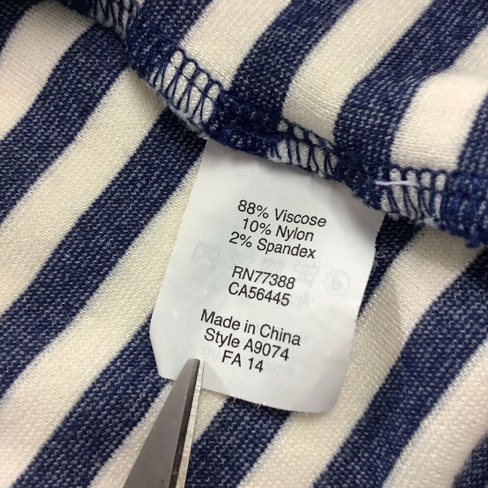 J Crew 3/4 Sleeve Jersey Shif Dress Cream Blue Striped Women XS Nautical Beach - Picture 5 of 10